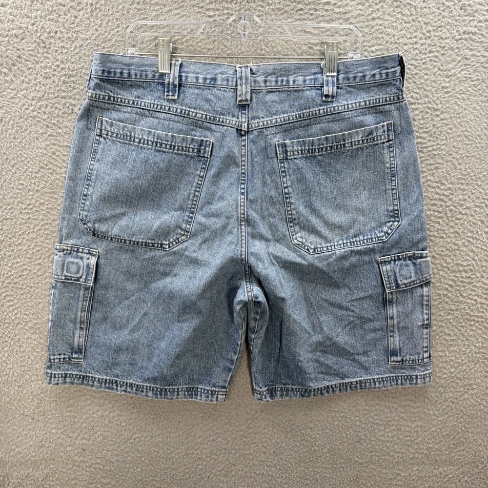 Vintage Wrangler‎ Shorts Mens 36 Blue Denim Cargo Jorts Workwear Grunge Y2K